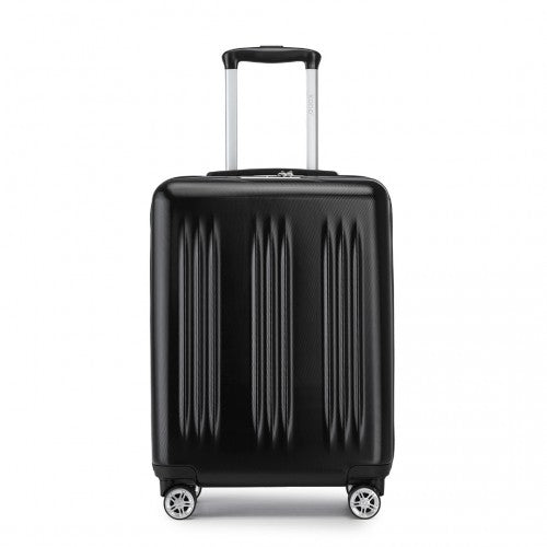 Kono 20 Inch Sleek Striped Carry - On Suitcase Durable ABS+PC Luggage With Four Spinner Wheels And TSA Lock Perfect for Travel - Black