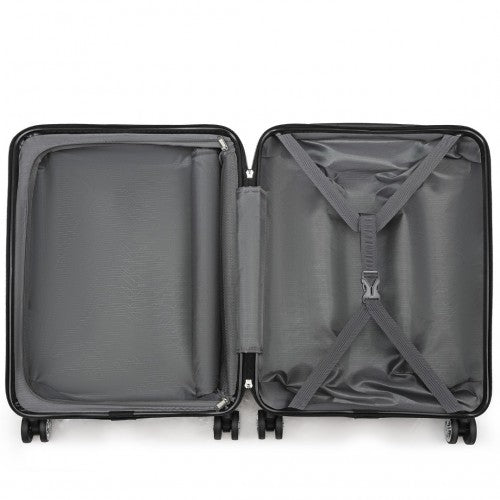 Kono 20 Inch Sleek Striped Carry - On Suitcase Durable ABS+PC Luggage With Four Spinner Wheels And TSA Lock Perfect for Travel - Black