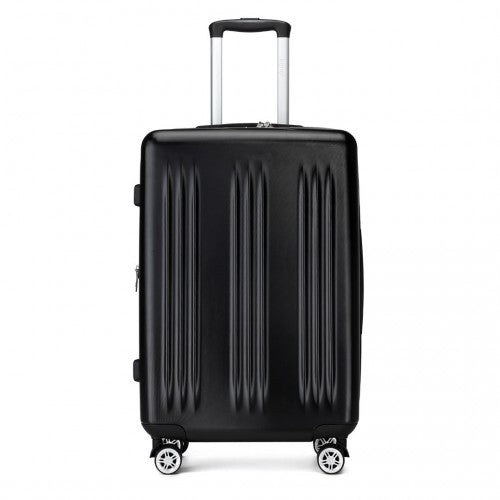 Kono 24 Inch Sleek Striped Check - In Suitcase Expandable Durable ABS+PC Luggage with Four Spinner Wheels TSA Lock - Black