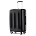 Kono 28 Inch Sleek Striped Check - In Suitcase Expandable Durable ABS+PC Luggage with Four Spinner Wheels TSA Lock - Black