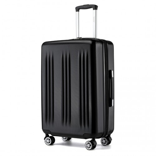 Kono 28 Inch Sleek Striped Check - In Suitcase Expandable Durable ABS+PC Luggage with Four Spinner Wheels TSA Lock - Black