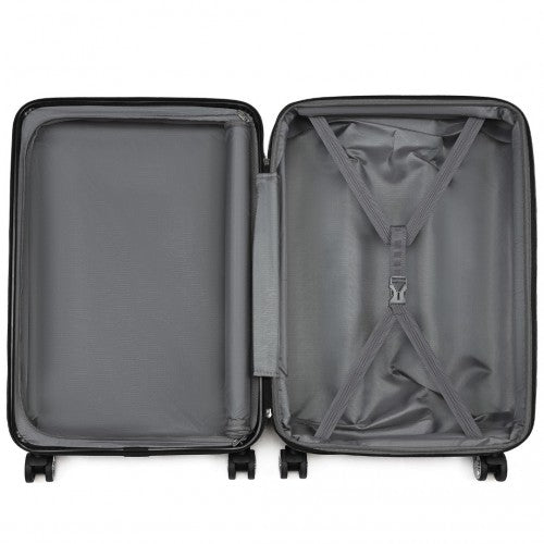 Kono 24 Inch Sleek Striped Check - In Suitcase Expandable Durable ABS+PC Luggage with Four Spinner Wheels TSA Lock - Black