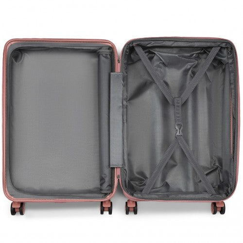 Kono 24 Inch Sleek Striped Check - In Suitcase Expandable Durable ABS+PC Luggage with Four Spinner Wheels TSA Lock - Nude
