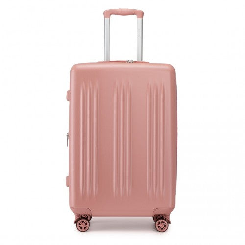 Kono 24 Inch Sleek Striped Check - In Suitcase Expandable Durable ABS+PC Luggage with Four Spinner Wheels TSA Lock - Nude