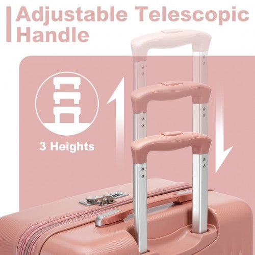 Kono 24 Inch Sleek Striped Check - In Suitcase Expandable Durable ABS+PC Luggage with Four Spinner Wheels TSA Lock - Nude
