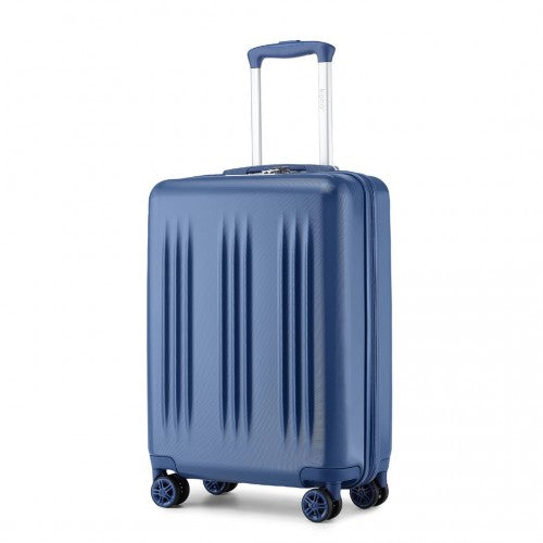 Kono 20 Inch Sleek Striped Carry - On Suitcase Durable ABS+PC Luggage With Four Spinner Wheels And TSA Lock Perfect for Travel - Navy