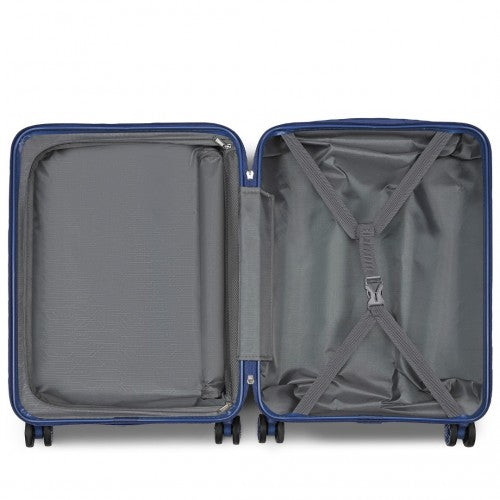 Kono 20 Inch Sleek Striped Carry - On Suitcase Durable ABS+PC Luggage With Four Spinner Wheels And TSA Lock Perfect for Travel - Navy