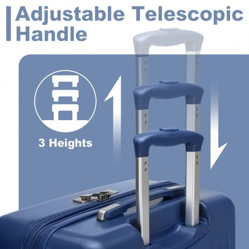 Kono 20 Inch Sleek Striped Carry - On Suitcase Durable ABS+PC Luggage With Four Spinner Wheels And TSA Lock Perfect for Travel - Navy