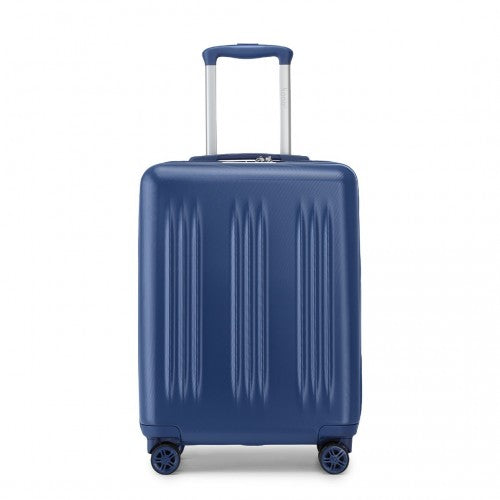 Kono 20 Inch Sleek Striped Carry - On Suitcase Durable ABS+PC Luggage With Four Spinner Wheels And TSA Lock Perfect for Travel - Navy