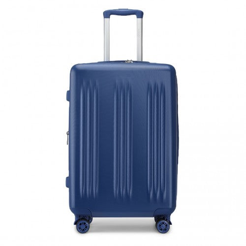 Kono 24 Inch Sleek Striped Check - In Suitcase Expandable Durable ABS+PC Luggage with Four Spinner Wheels TSA Lock - Navy
