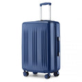 Kono 24 Inch Sleek Striped Check - In Suitcase Expandable Durable ABS+PC Luggage with Four Spinner Wheels TSA Lock - Navy