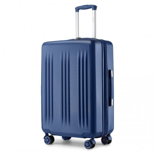 Kono 24 Inch Sleek Striped Check - In Suitcase Expandable Durable ABS+PC Luggage with Four Spinner Wheels TSA Lock - Navy