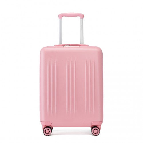 Kono 20 Inch Sleek Striped Carry - On Suitcase Durable ABS+PC Luggage With Four Spinner Wheels And TSA Lock Perfect for Travel - Pink