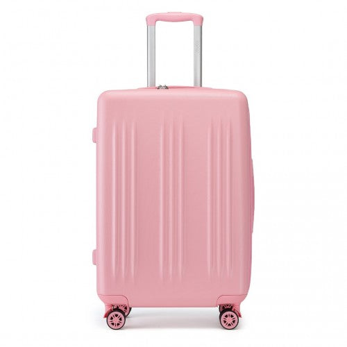 Kono 24 Inch Sleek Striped Check - In Suitcase Expandable Durable ABS+PC Luggage with Four Spinner Wheels TSA Lock - Pink