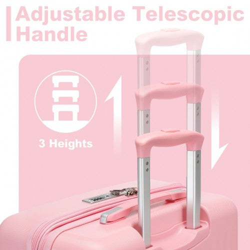 Kono 24 Inch Sleek Striped Check - In Suitcase Expandable Durable ABS+PC Luggage with Four Spinner Wheels TSA Lock - Pink
