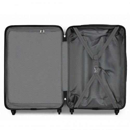 Kono Durable 28 Inch Expandable ABS Vertical Textured Hard Shell Suitcase with Secure 3 - Digit Lock - Black