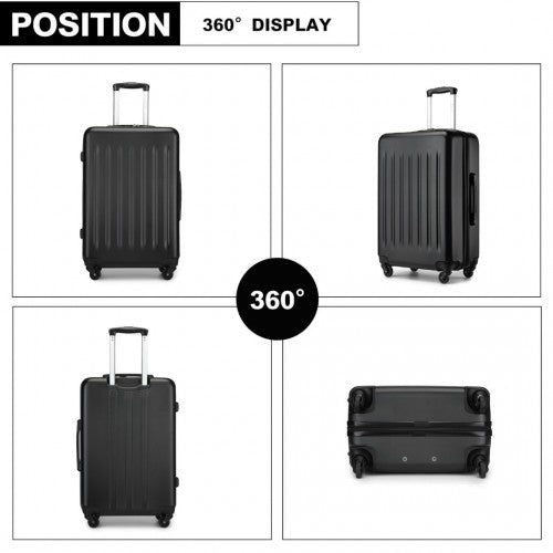 Kono Durable 24 Inch Lightweight ABS Vertical Textured Check - in Suitcase with Secure 3 - Digit Lock - Black