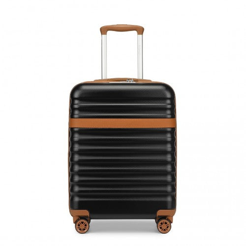 Kono 20 Inch Stylish Lightweight Hard Shell ABS+PC Cabin Carry - On Suitcase with TSA Lock for Enhanced Security - Black and Brown