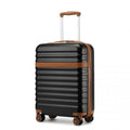 Kono 20 Inch Stylish Lightweight Hard Shell ABS+PC Cabin Carry - On Suitcase with TSA Lock for Enhanced Security - Black and Brown