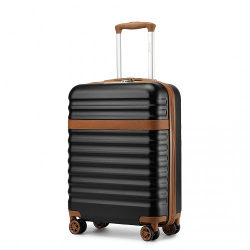 Kono 20 Inch Stylish Lightweight Hard Shell ABS+PC Cabin Carry - On Suitcase with TSA Lock for Enhanced Security - Black and Brown
