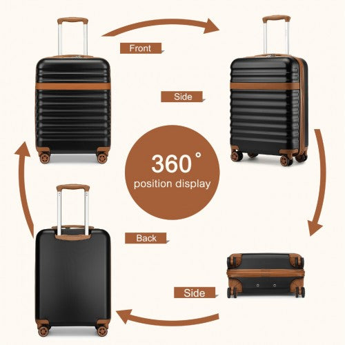 Kono 20 Inch Stylish Lightweight Hard Shell ABS+PC Cabin Carry - On Suitcase with TSA Lock for Enhanced Security - Black and Brown
