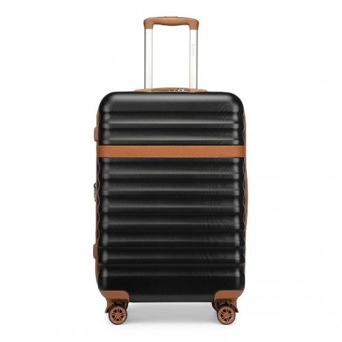 Kono 28 Inch Expandable Lightweight Hard Shell ABS+PC Check - In Suitcase with TSA Lock Ideal for Extended Trips and Secure Travel - Black And Brown