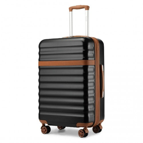Kono 28 Inch Expandable Lightweight Hard Shell ABS+PC Check - In Suitcase with TSA Lock Ideal for Extended Trips and Secure Travel - Black And Brown