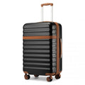 Kono 24 Inch Expandable Lightweight Hard Shell ABS+PC Check - In Suitcase with TSA Lock Ideal for Extended Trips and Secure Travel - Black And Brown