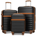 Kono 3 - Piece Expandable Luggage Set 20"/24"/28" Durable Hard Shell ABS+PC Suitcases with TSA Lock for Secure Travel - Black and Brown