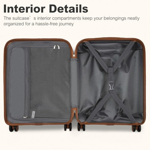 Kono 3 - Piece Expandable Luggage Set 20"/24"/28" Durable Hard Shell ABS+PC Suitcases with TSA Lock for Secure Travel - Black and Brown
