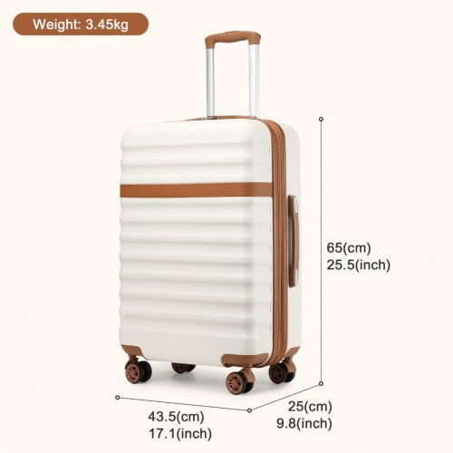 Kono 24 Inch Expandable Lightweight Hard Shell ABS+PC Check - In Suitcase with TSA Lock Ideal for Extended Trips and Secure Travel - Cream And Brown