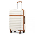 Kono 24 Inch Expandable Lightweight Hard Shell ABS+PC Check - In Suitcase with TSA Lock Ideal for Extended Trips and Secure Travel - Cream And Brown