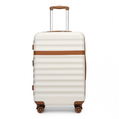 Kono 28 Inch Expandable Lightweight Hard Shell ABS+PC Check - In Suitcase with TSA Lock Ideal for Extended Trips and Secure Travel - Cream And Brown