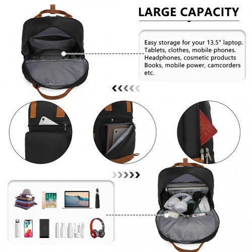 Kono 20 Inch Stylish Hard Shell ABS+PC Cabin Suitcase Included Multi - Compartment Backpack with Small Pouch 3 Piece Travel Set - Cream And Brown