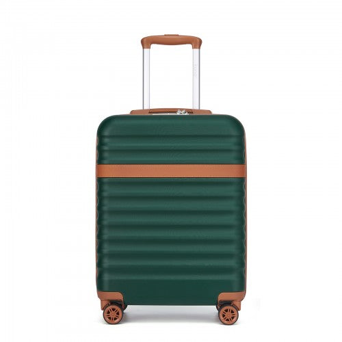Kono 20 Inch Stylish Lightweight Hard Shell ABS+PC Cabin Carry - On Suitcase with TSA Lock for Enhanced Security - Green and Brown