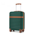 Kono 20 Inch Stylish Lightweight Hard Shell ABS+PC Cabin Carry - On Suitcase with TSA Lock for Enhanced Security - Green and Brown