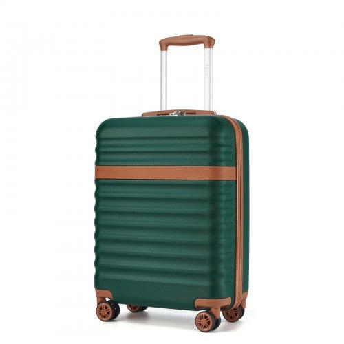 Kono 20 Inch Stylish Lightweight Hard Shell ABS+PC Cabin Carry - On Suitcase with TSA Lock for Enhanced Security - Green and Brown