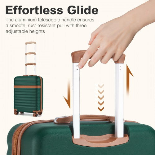 Kono 20 Inch Stylish Lightweight Hard Shell ABS+PC Cabin Carry - On Suitcase with TSA Lock for Enhanced Security - Green and Brown