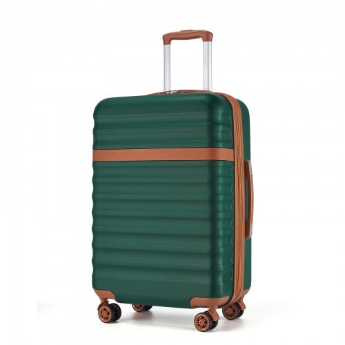Kono 24 Inch Expandable Lightweight Hard Shell ABS+PC Check - In Suitcase with TSA Lock Ideal for Extended Trips and Secure Travel - Green And Brown