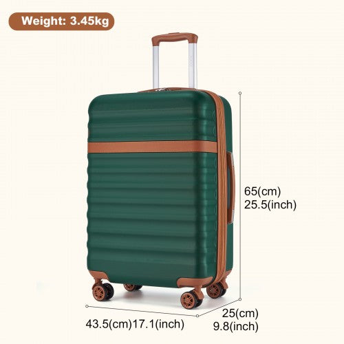 Kono 24 Inch Expandable Lightweight Hard Shell ABS+PC Check - In Suitcase with TSA Lock Ideal for Extended Trips and Secure Travel - Green And Brown