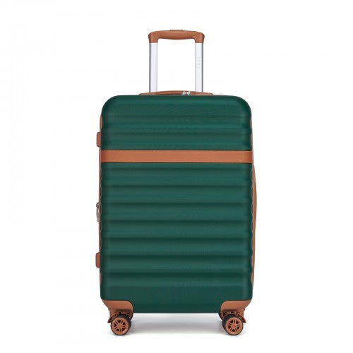 Kono 24 Inch Expandable Lightweight Hard Shell ABS+PC Check - In Suitcase with TSA Lock Ideal for Extended Trips and Secure Travel - Green And Brown