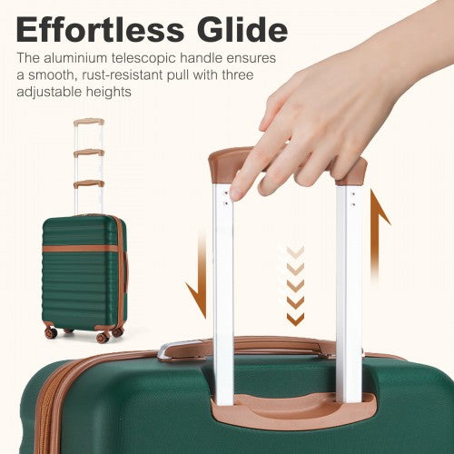 Kono 24 Inch Expandable Lightweight Hard Shell ABS+PC Check - In Suitcase with TSA Lock Ideal for Extended Trips and Secure Travel - Green And Brown