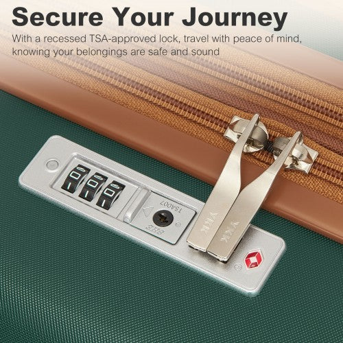 Kono 24 Inch Expandable Lightweight Hard Shell ABS+PC Check - In Suitcase with TSA Lock Ideal for Extended Trips and Secure Travel - Green And Brown