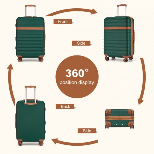 Kono 24 Inch Expandable Lightweight Hard Shell ABS+PC Check - In Suitcase with TSA Lock Ideal for Extended Trips and Secure Travel - Green And Brown