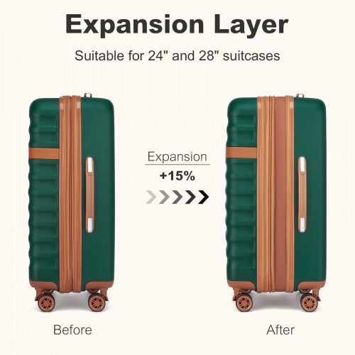 Kono 24 Inch Expandable Lightweight Hard Shell ABS+PC Check - In Suitcase with TSA Lock Ideal for Extended Trips and Secure Travel - Green And Brown