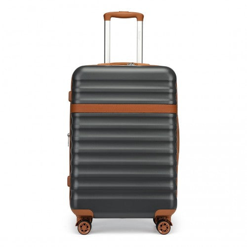 Kono 24 Inch Expandable Lightweight Hard Shell ABS+PC Check - In Suitcase with TSA Lock Ideal for Extended Trips and Secure Travel - Grey And Brown