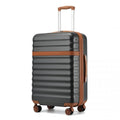 Kono 24 Inch Expandable Lightweight Hard Shell ABS+PC Check - In Suitcase with TSA Lock Ideal for Extended Trips and Secure Travel - Grey And Brown