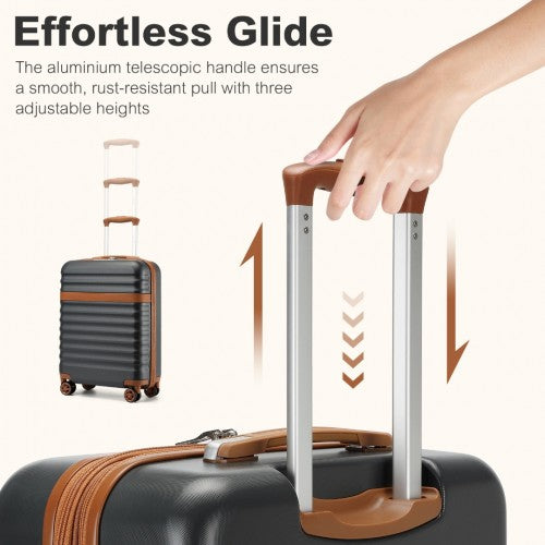 Kono 24 Inch Expandable Lightweight Hard Shell ABS+PC Check - In Suitcase with TSA Lock Ideal for Extended Trips and Secure Travel - Grey And Brown