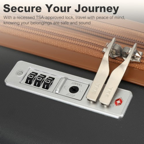 Kono 24 Inch Expandable Lightweight Hard Shell ABS+PC Check - In Suitcase with TSA Lock Ideal for Extended Trips and Secure Travel - Grey And Brown