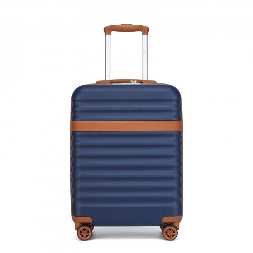 Kono 20 Inch Stylish Lightweight Hard Shell ABS+PC Cabin Carry - On Suitcase with TSA Lock for Enhanced Security - Navy and Brown